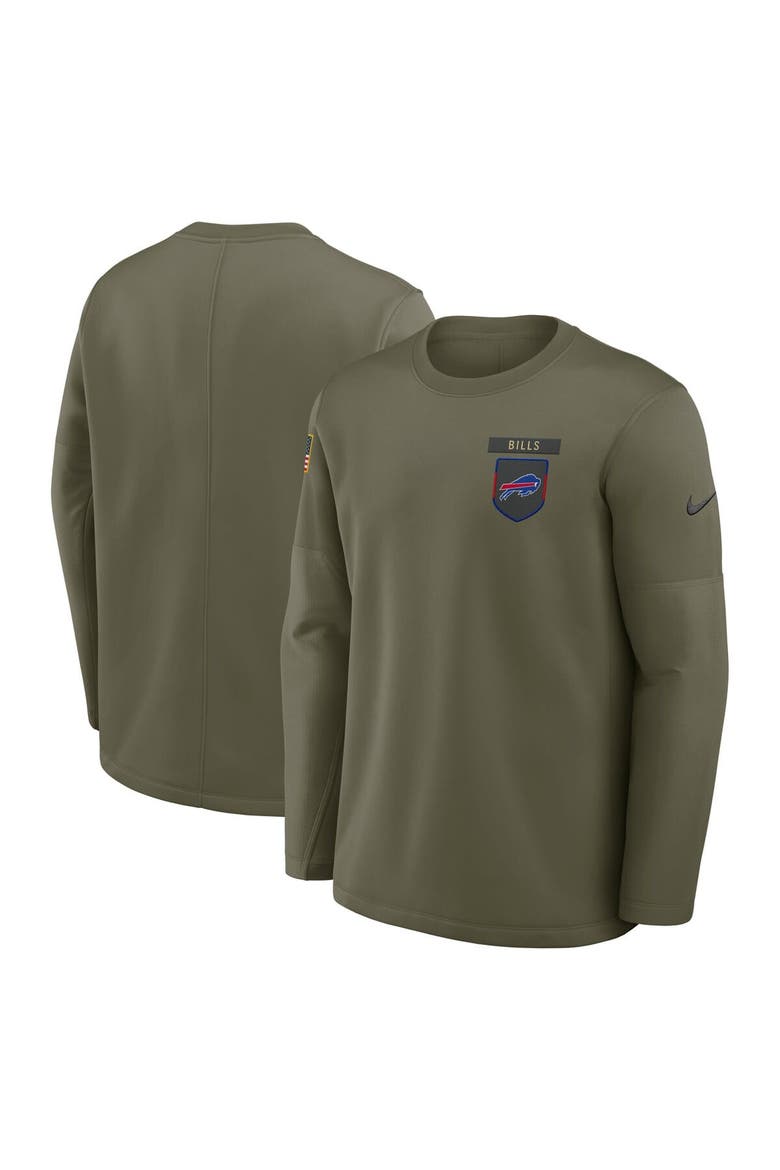Men's Nike Olive Buffalo Bills 2025 Salute to Service Sideline Coaches Therma-FIT Long Sleeve Shirt, Main, color, Olive