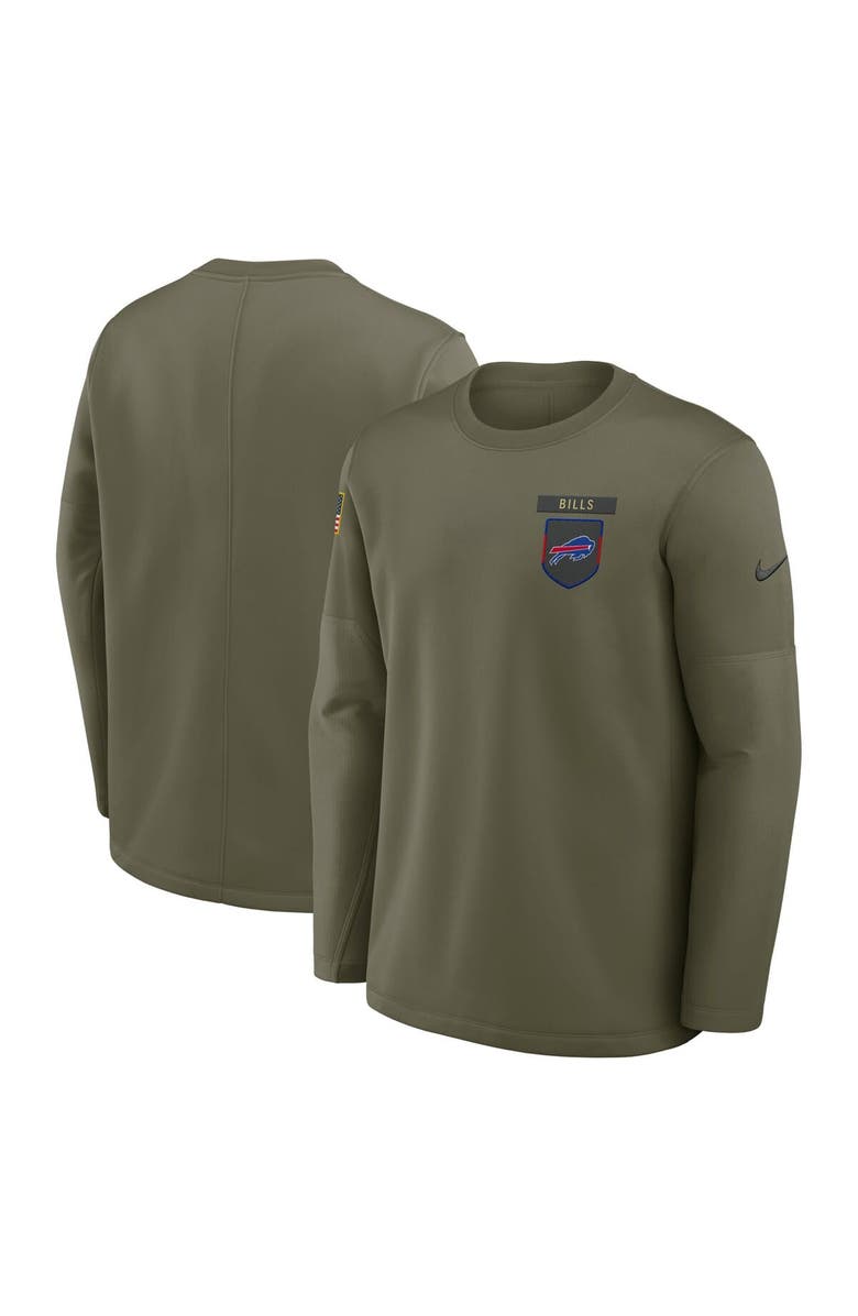 Nike Men's Nike Olive Buffalo Bills 2025 Salute to Service Sideline Coaches Therma-FIT Long Sleeve Shirt, Main, color, Olive