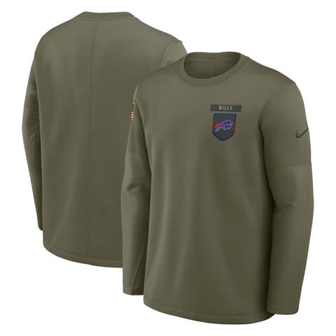 Men's Nike Olive Buffalo Bills 2025 Salute to Service Sideline Coaches Therma-FIT Long Sleeve Shirt