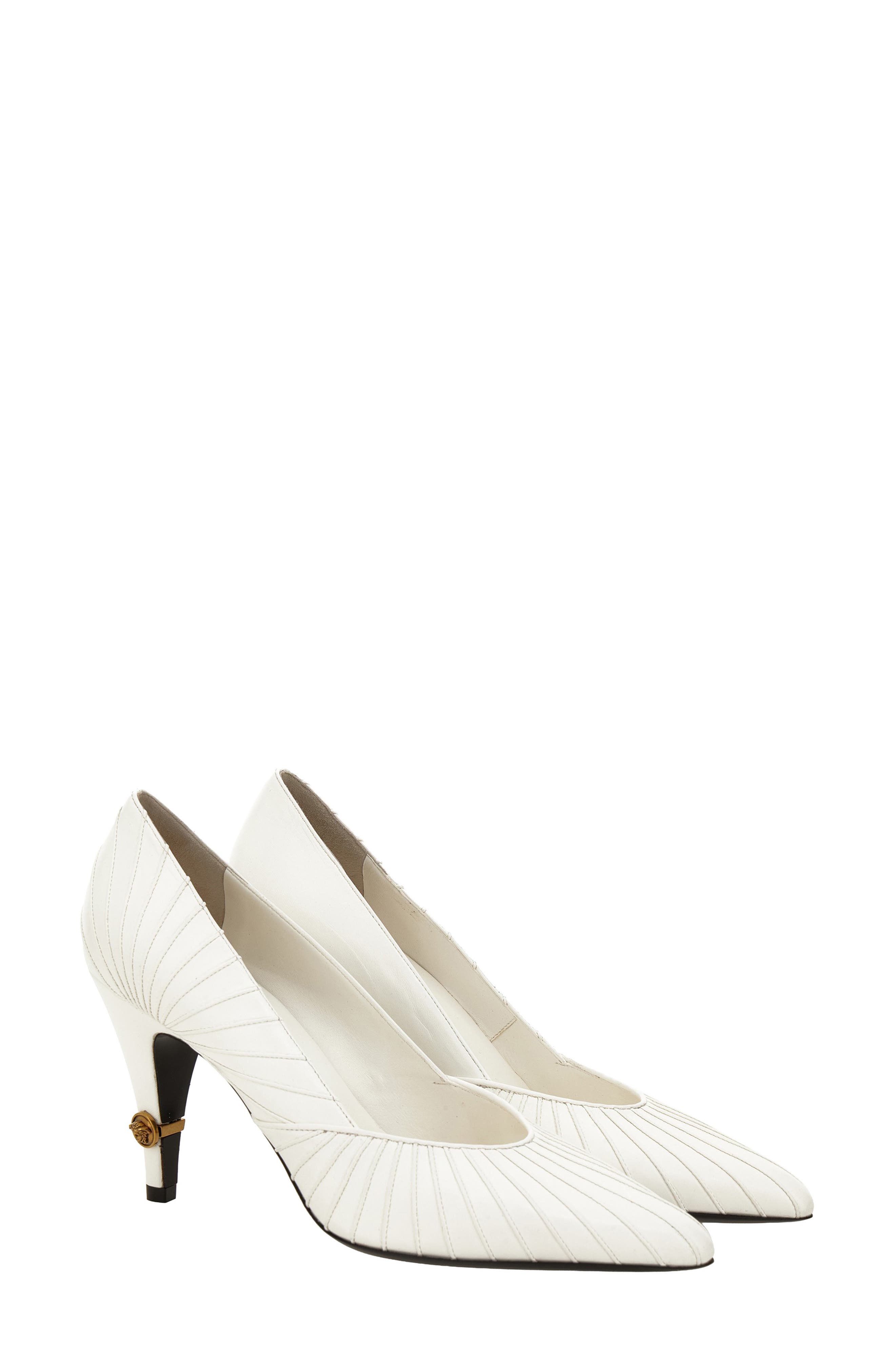 Pleated Pump, Main, color, WHITE-GOLD 82