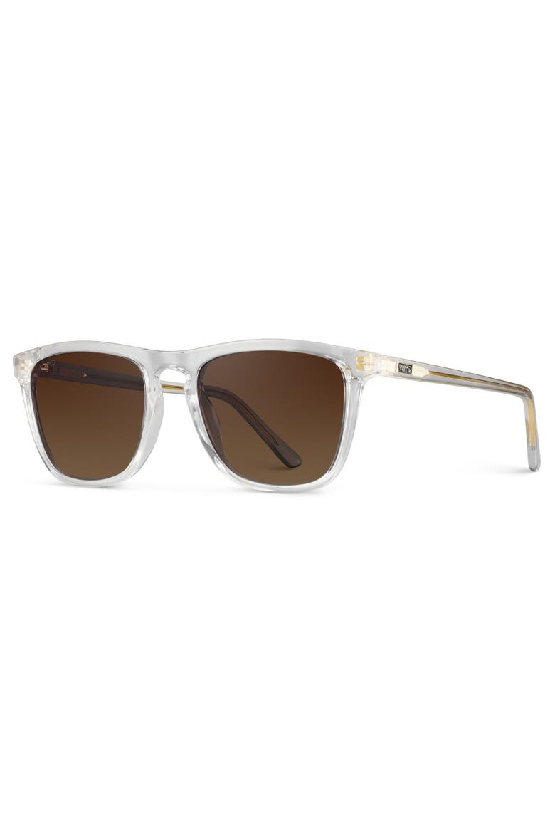 Wesley - 53mm Modern Rectangular Polarized Sunglasses, Alternate, color, Clear