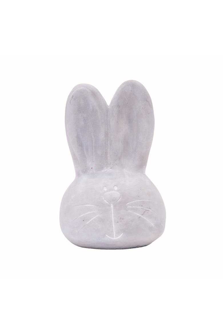 Smiling Easter Bunny Head Cement Decorative Figurine 6.1", Main, color, Gray