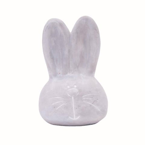 Smiling Easter Bunny Head Cement Decorative Figurine 6.1"