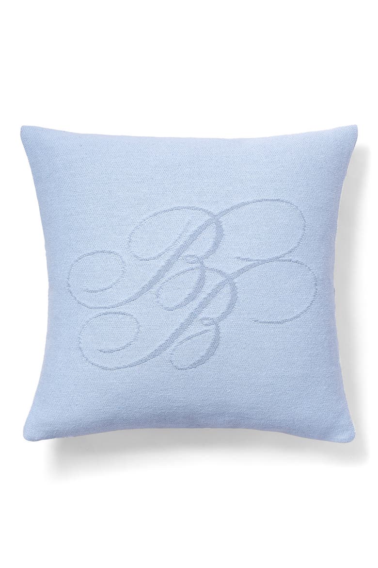 Chambray Monogram Accent Pillow, Main, color, LIGHT MARINE