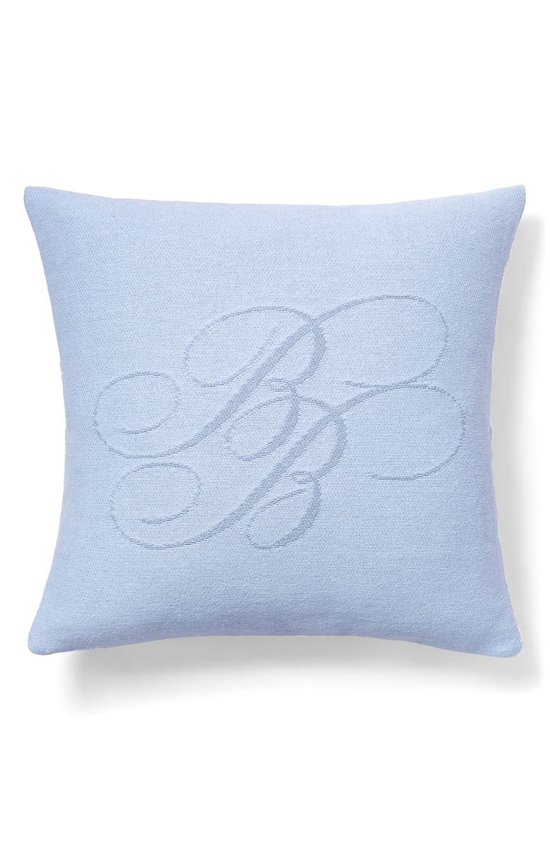 Brooks Brothers Chambray Monogram Accent Pillow, Main, color, Light Marine
