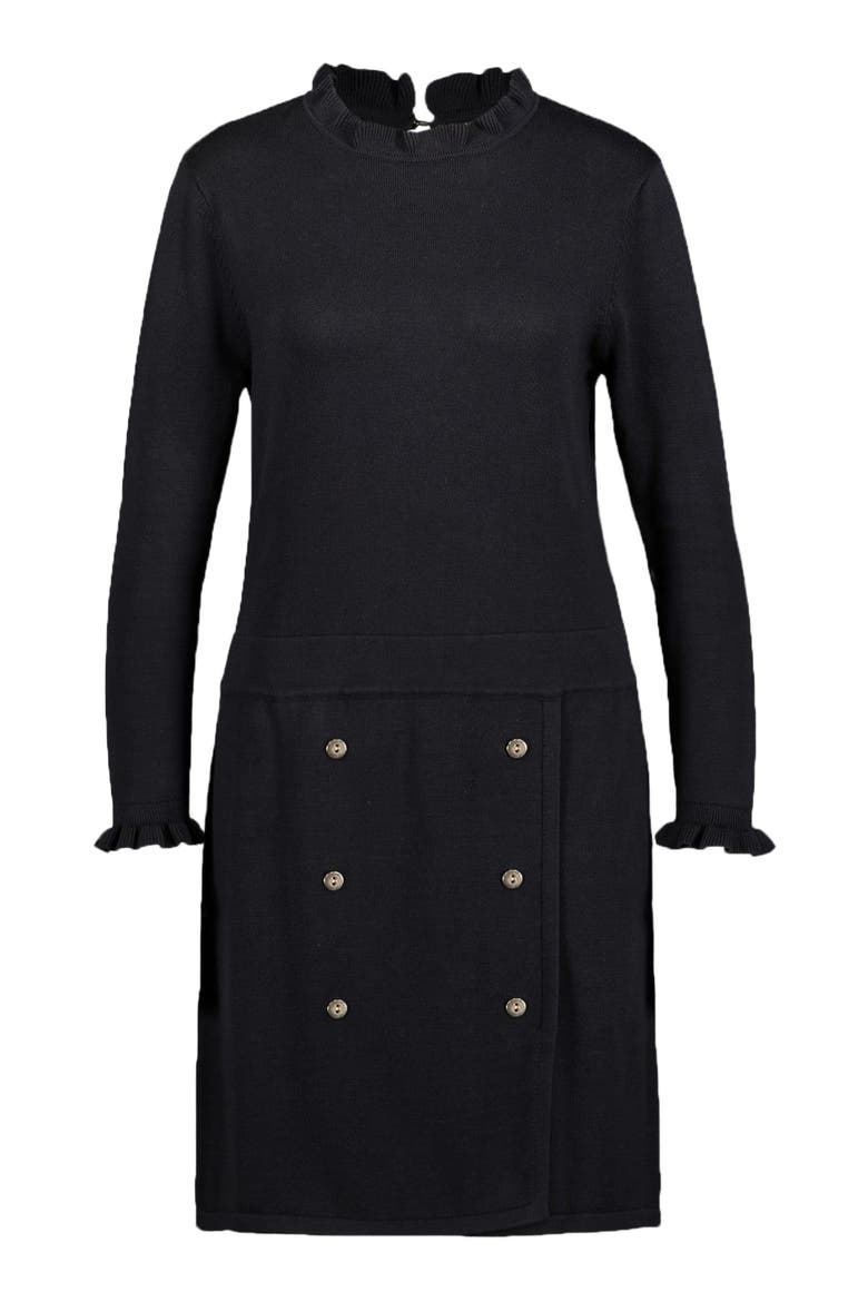 Women's Organic Ruffle Neck Sweater Dress, Main, color, Black Ruffle Neck