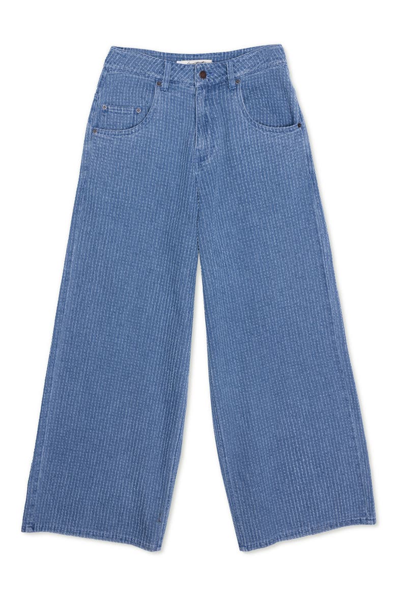 High Waist Stripe Wide Leg Jeans, Main, color, BLUE