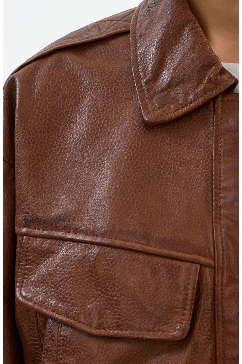 TREVANNA | Leather Bomber Jacket, Alternate, color, Cognac