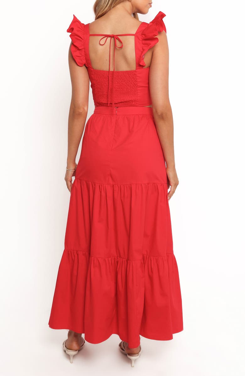 Petal & Pup Roxia Ruffle Crop Top & Maxi Skirt Set, Alternate, color, Red