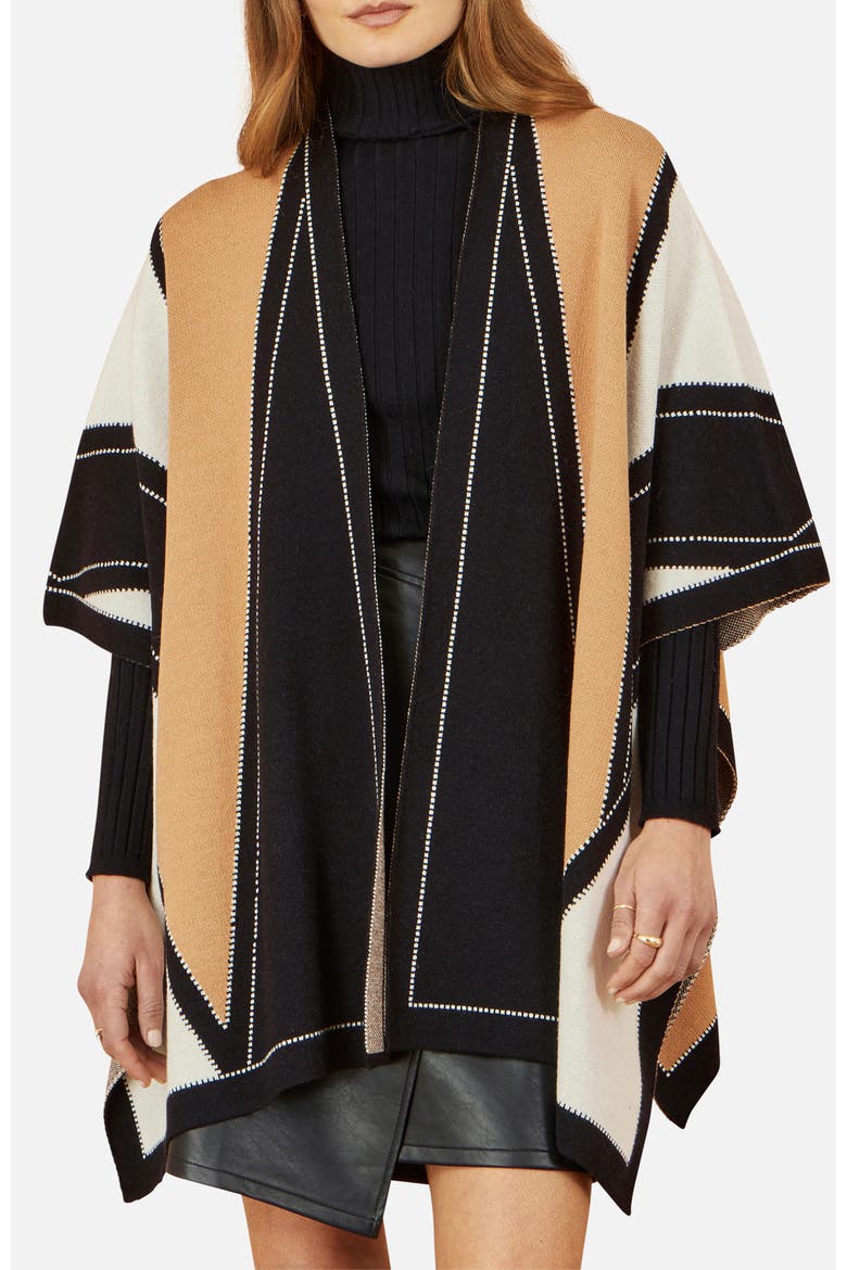 Colour Block Cape, Alternate, color, Brown