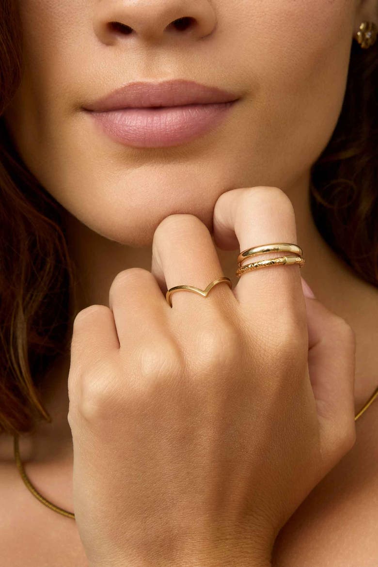 14K Yellow Gold Chevron Ring, Alternate, color, Yellow Gold