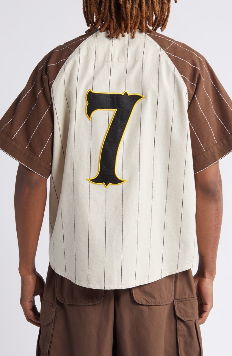 Elwood Logo Linen Blend Baseball Jersey, Alternate, color,