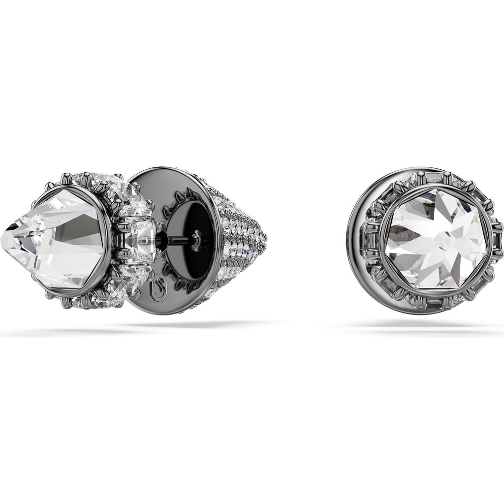Swarovski Sublima Front/back Spike Stud Earrings In Brown