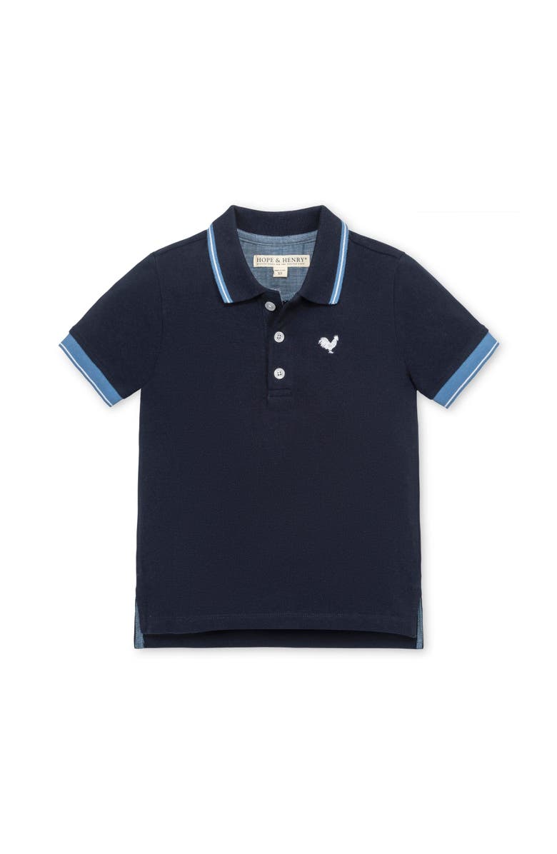 Hope & Henry Baby Boys' Organic Pique Polo, Infant, Main, color, Navy With Blue And White