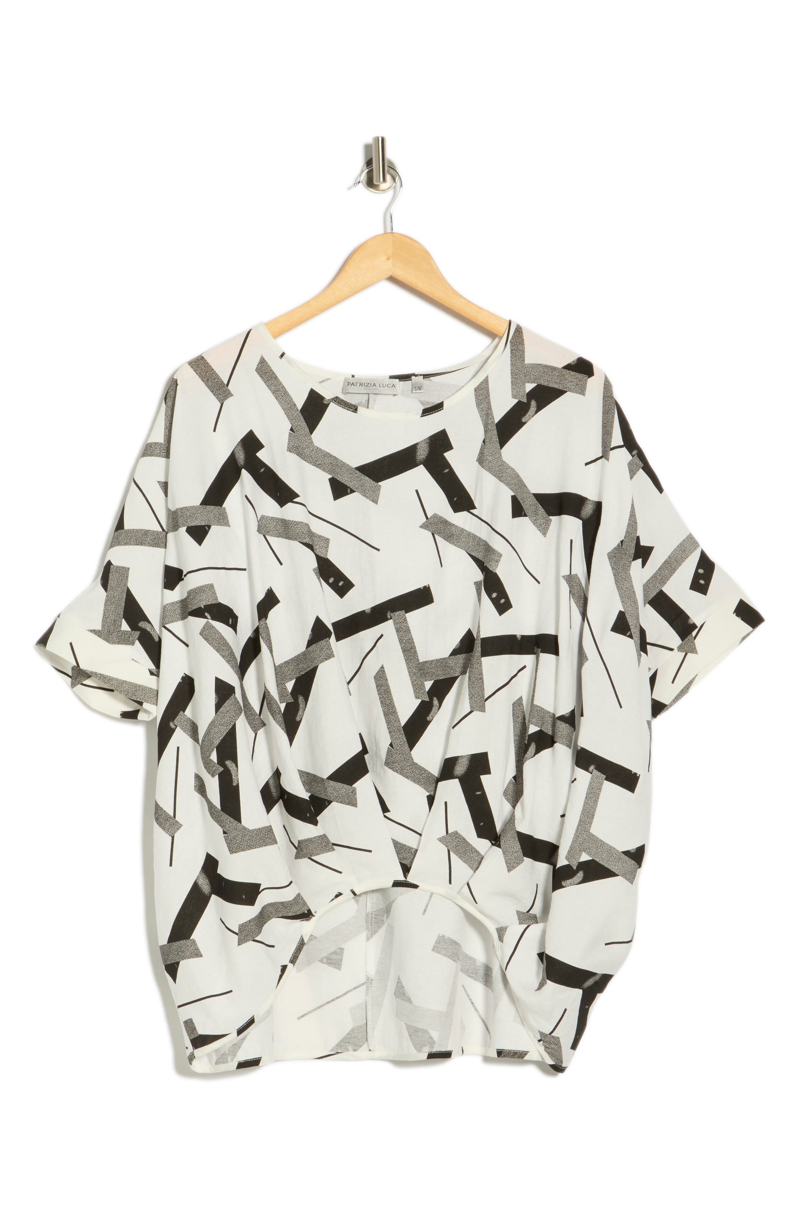 PATRIZIA LUCA Geometric Print V-Neck Top