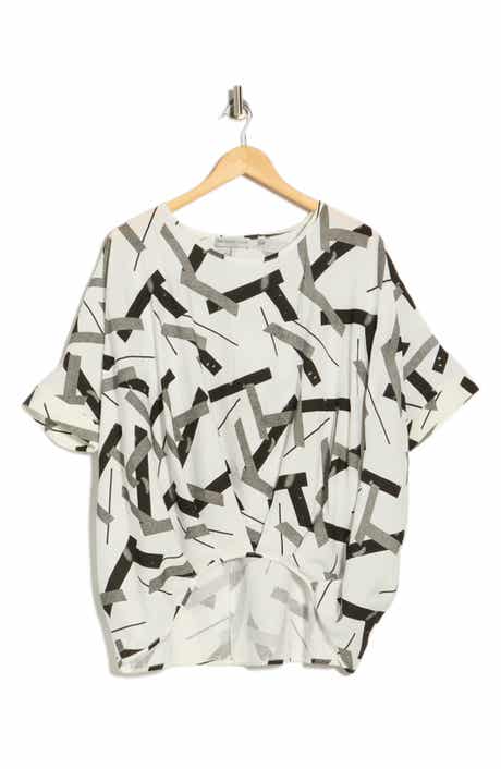 PATRIZIA LUCA Geometric Print V-Neck Top