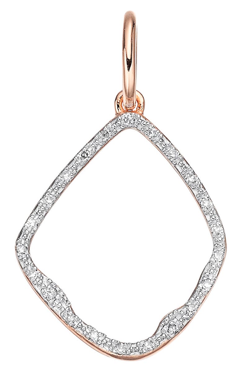 Monica Vinader Riva Diamond Hoop Pendant Charm, Main, color, Rose Gold