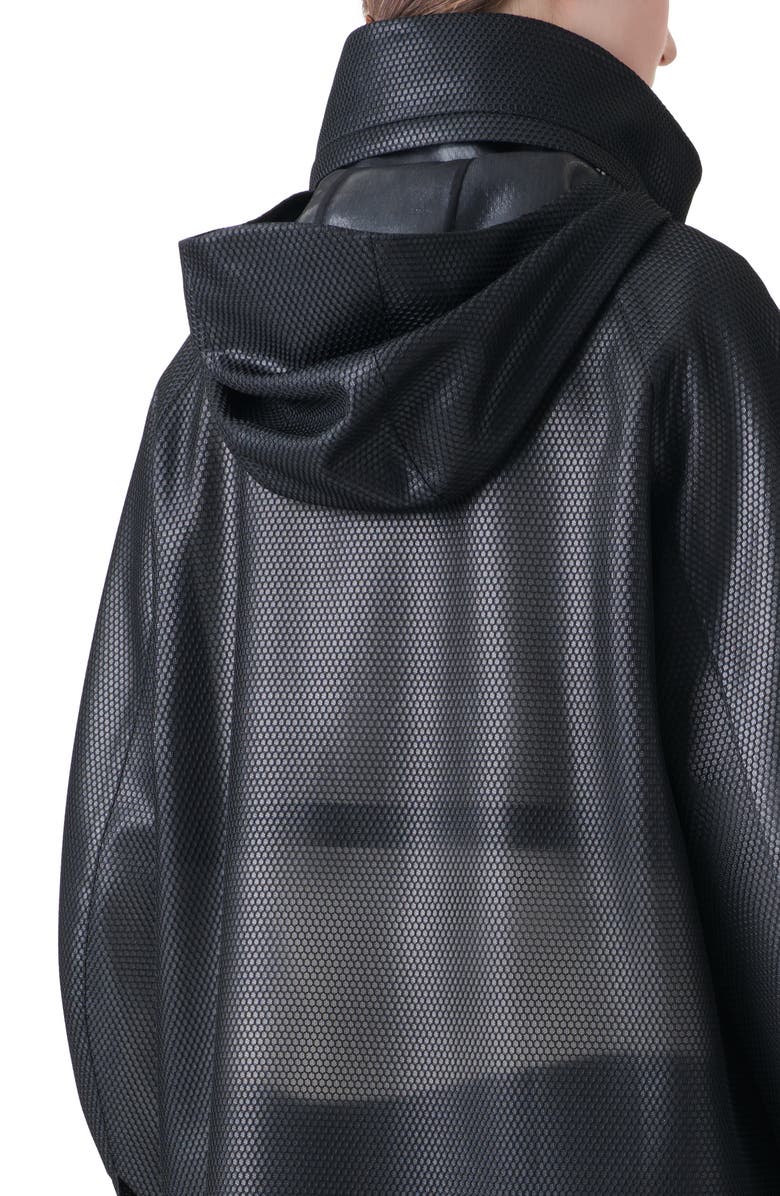 Akris Brady Honeycomb Translucent Raincoat, Alternate, color, Black