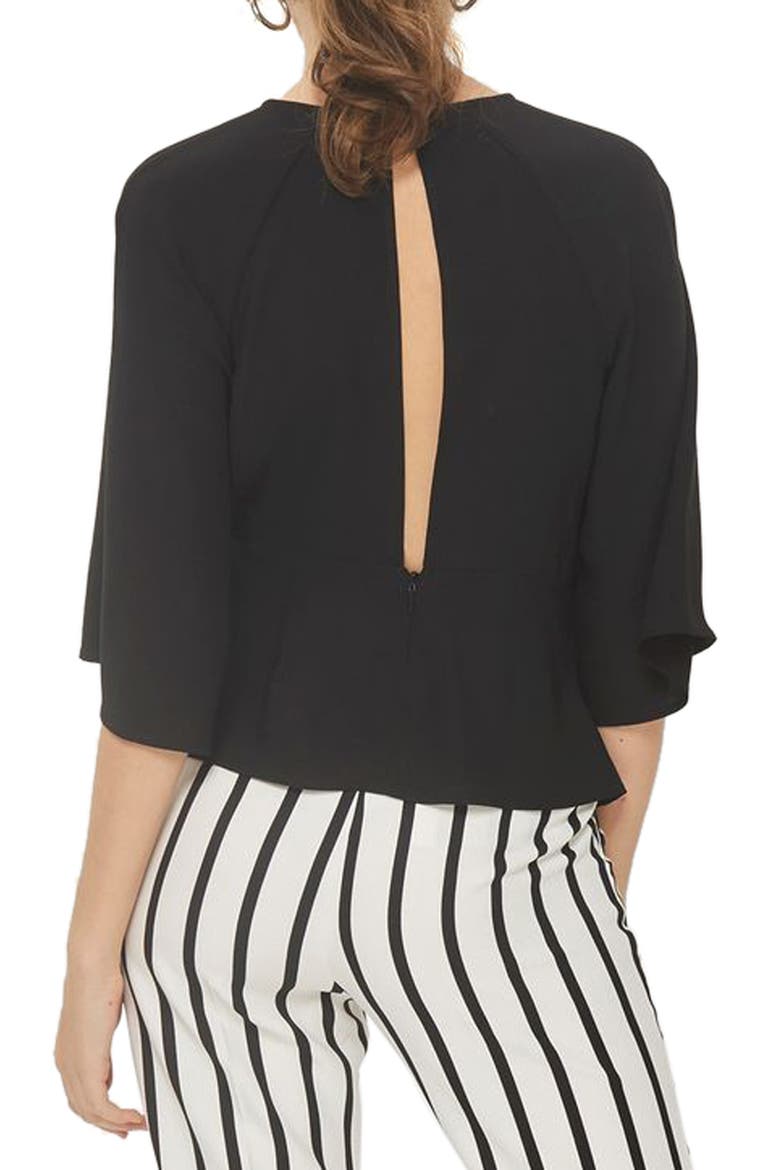 Slouchy Knot Front Blouse, Alternate, color, BLACK