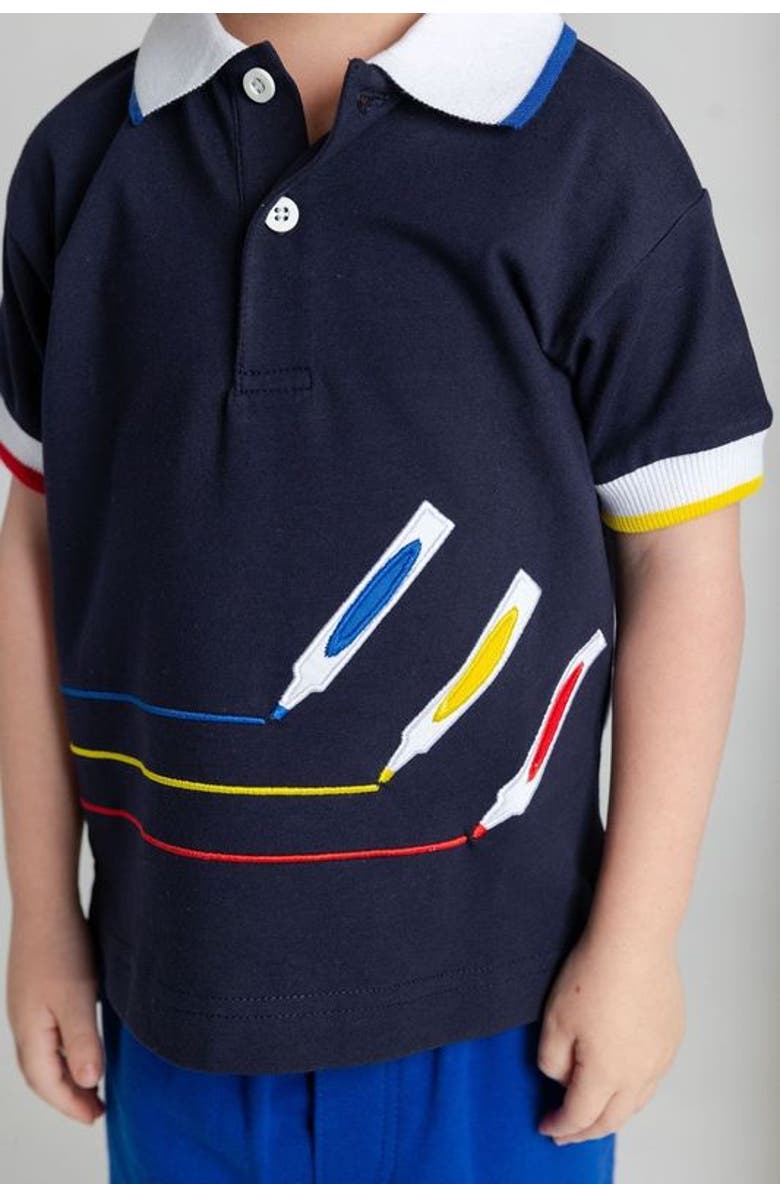 Florence Eiseman Polo With Markers, Alternate, color, Navy Multicolor