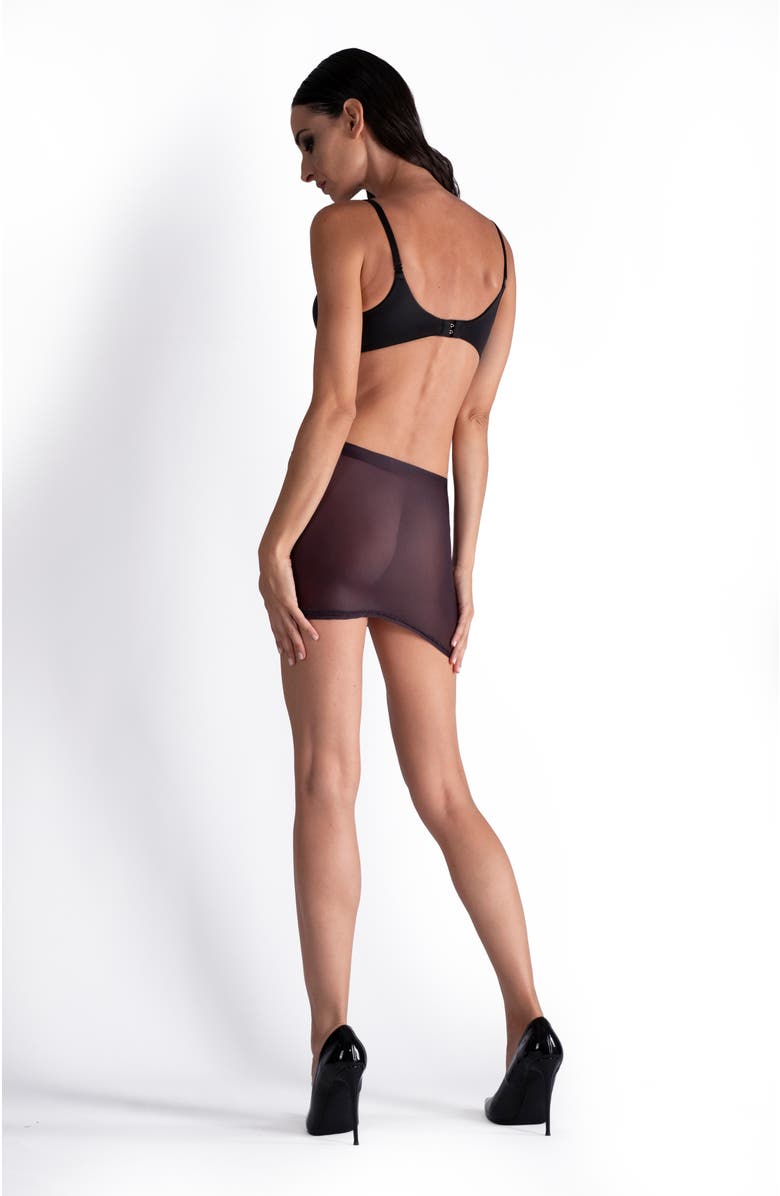 LECHERY<sup>®</sup> Lustrous Sheer Micro Mini Skirt, Alternate, color, Black