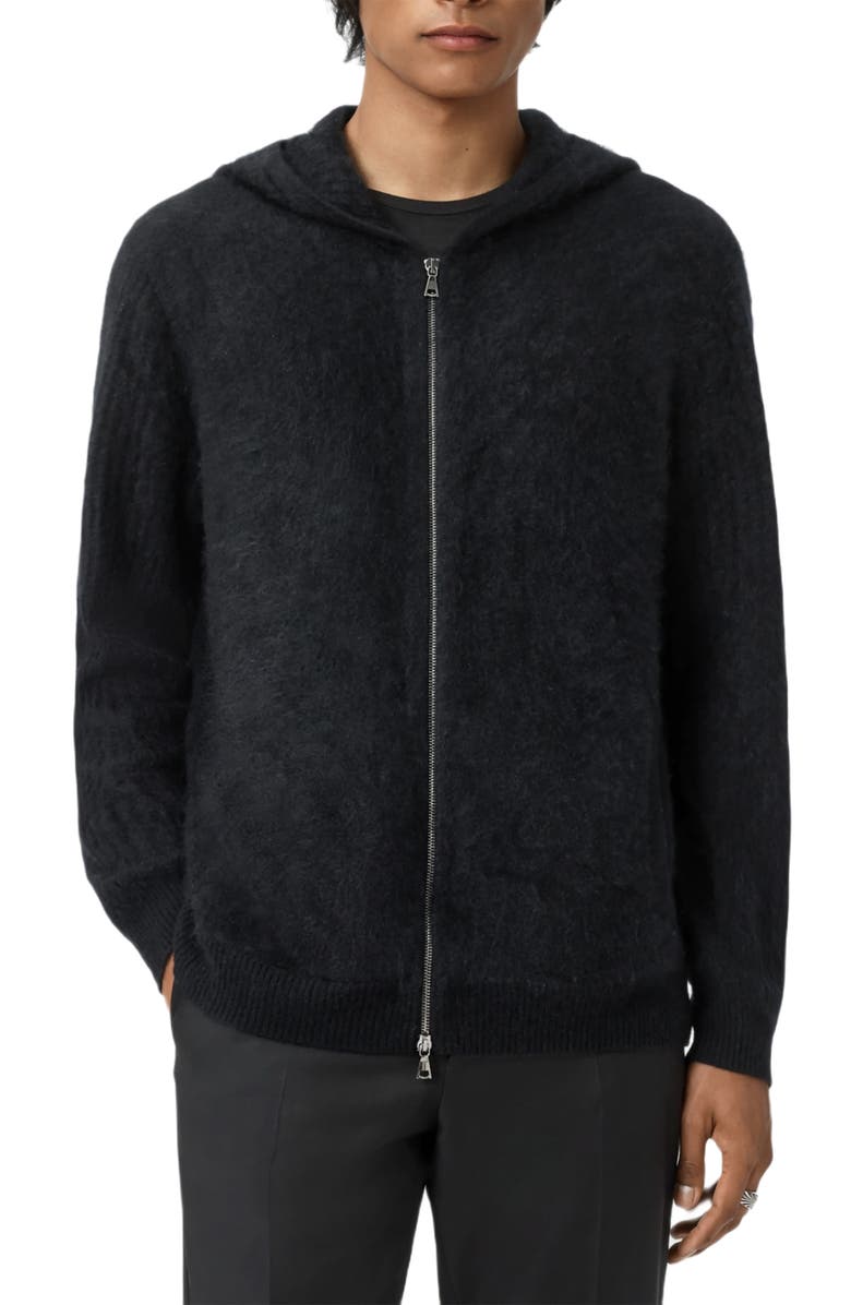 John Varvatos Catherine Cashmere Zip Hoodie, Main, color, Black