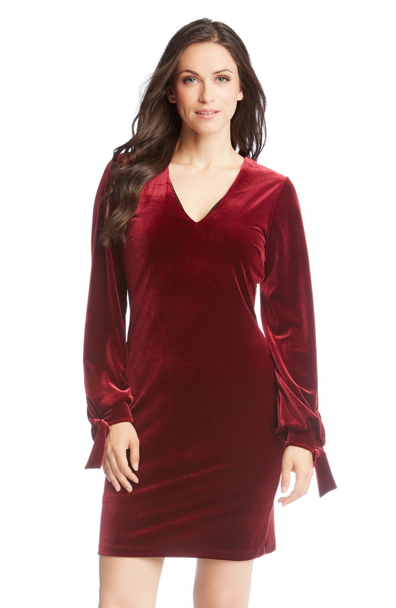 Karen Kane Velvet Tie Sleeve Dress, Alternate, color, 
