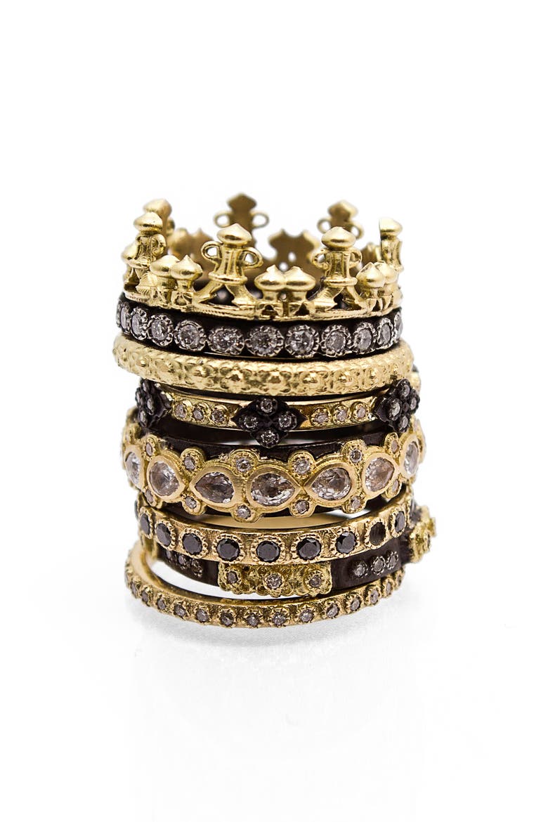 Old World Lacy Eternity Diamond & Sapphire Ring, Alternate, color, YELLOW GOLD/ BLACKENED SILVER