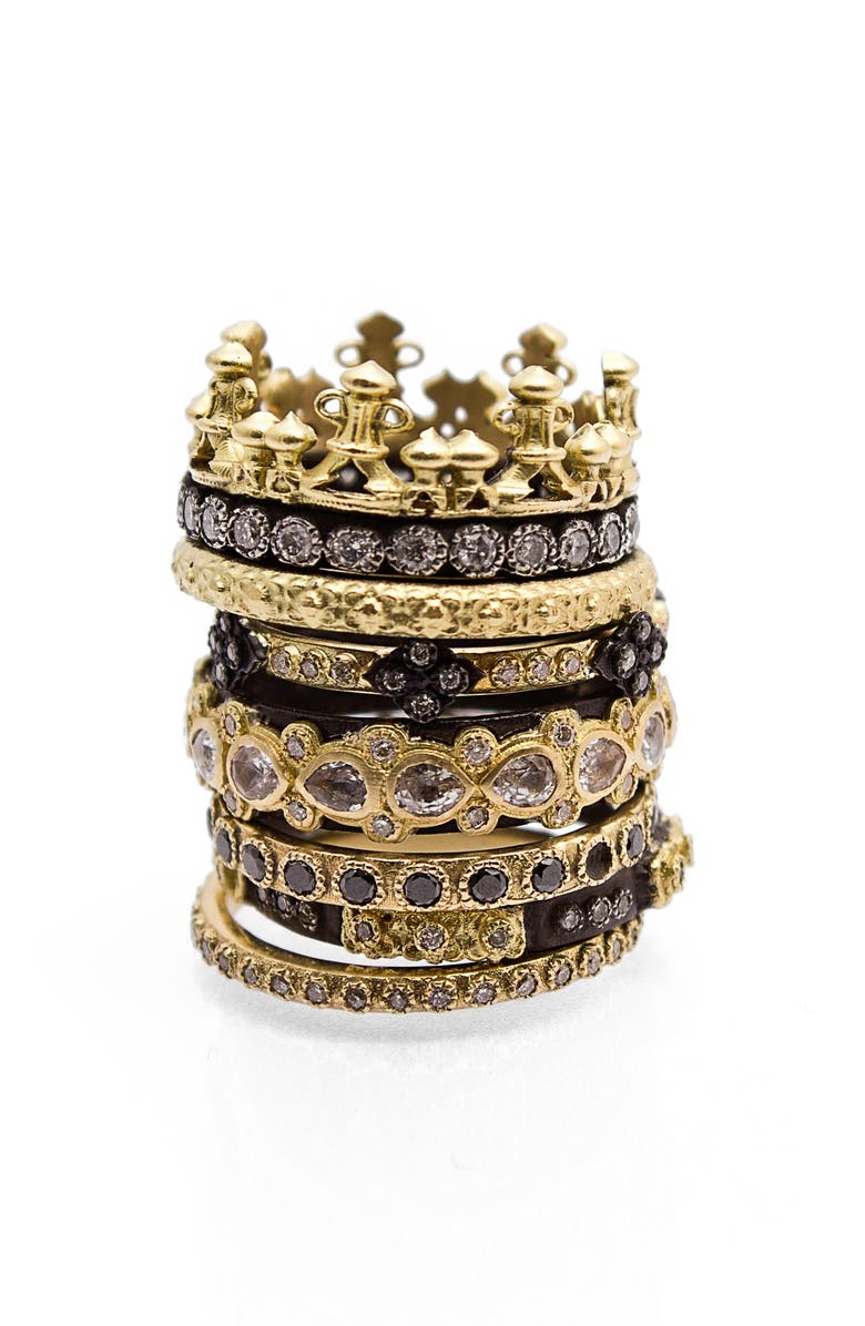 Armenta Old World Lacy Eternity Diamond & Sapphire Ring, Alternate, color, Yellow Gold/ Blackened Silver