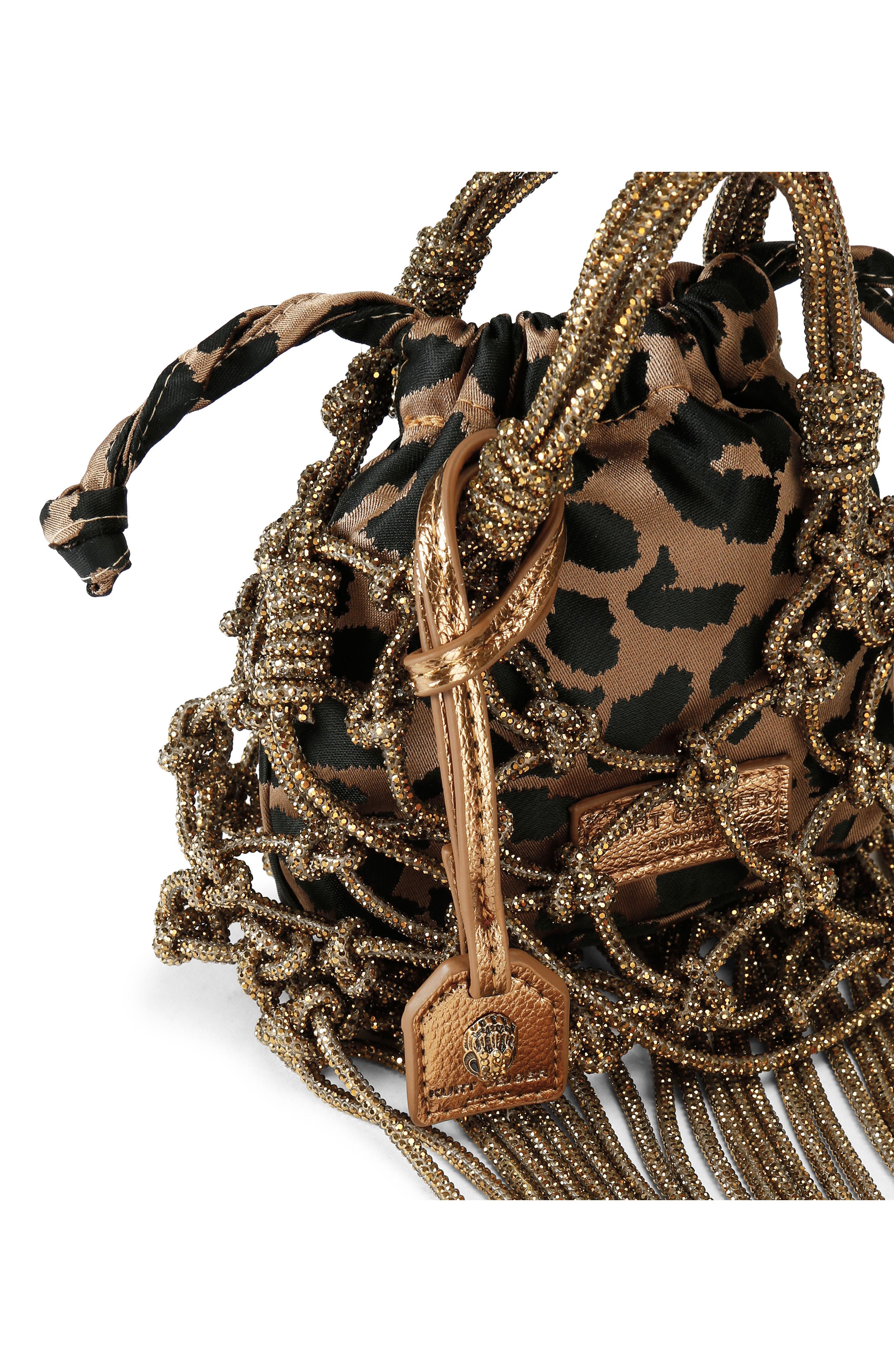 Kurt Geiger London Mini Macramè Crystal Drawstring Bag, Alternate, color, Open Brown