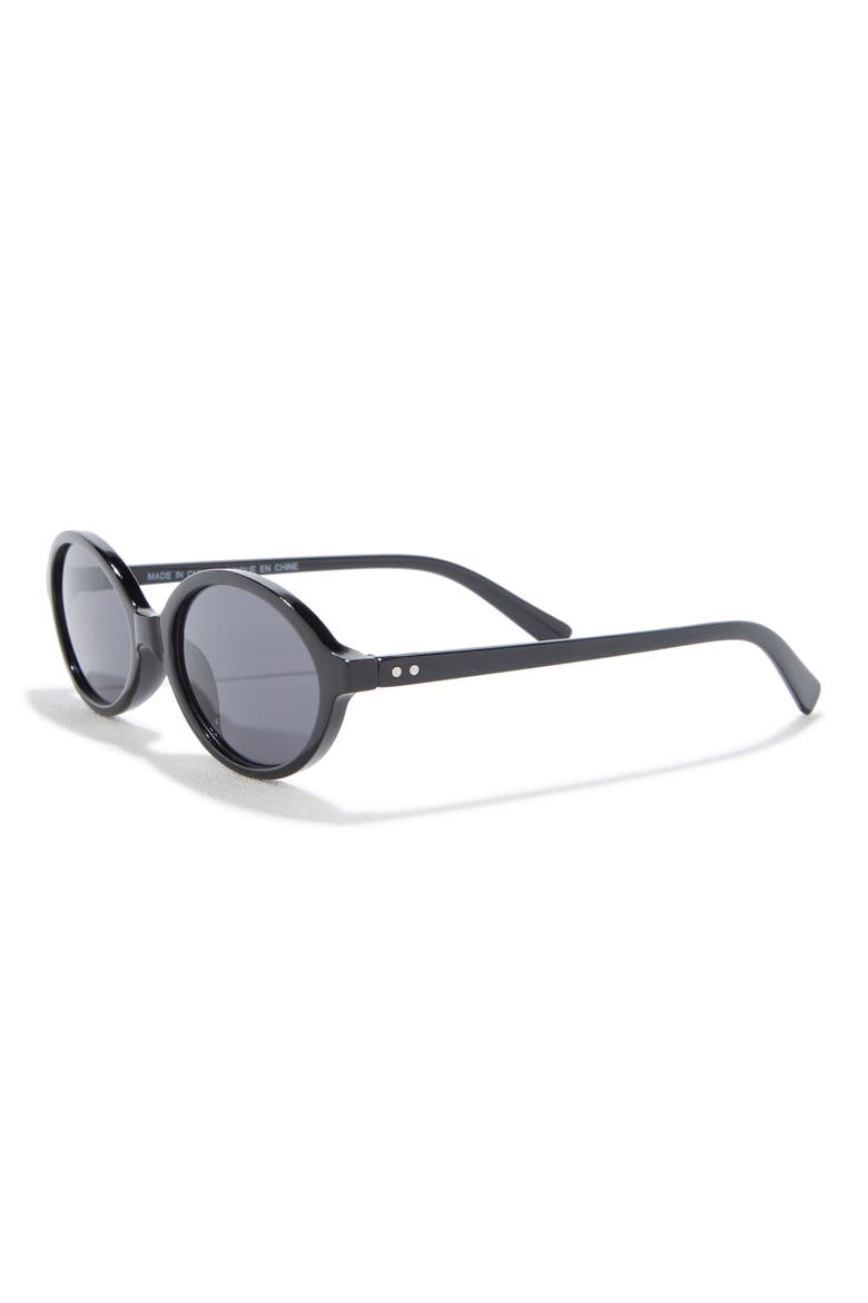 Retro Oval Sunglasses, Alternate, color, BLACK