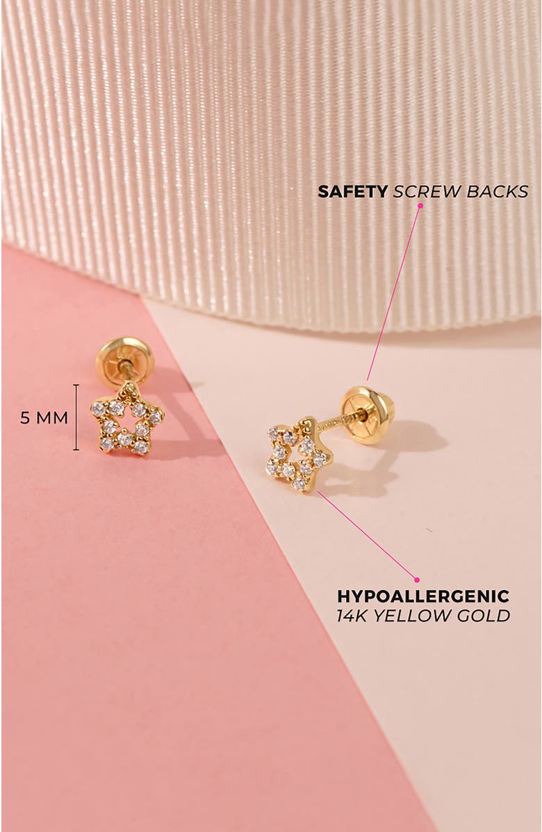 In Season Jewelry 14k Cubic Zirconia Encrusted Star Earrings, Alternate, color, Gold