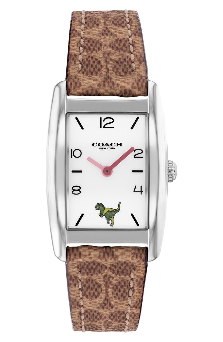 COACH Reese Leather Strap Watch, 24mm x 35mm, Main, color, White