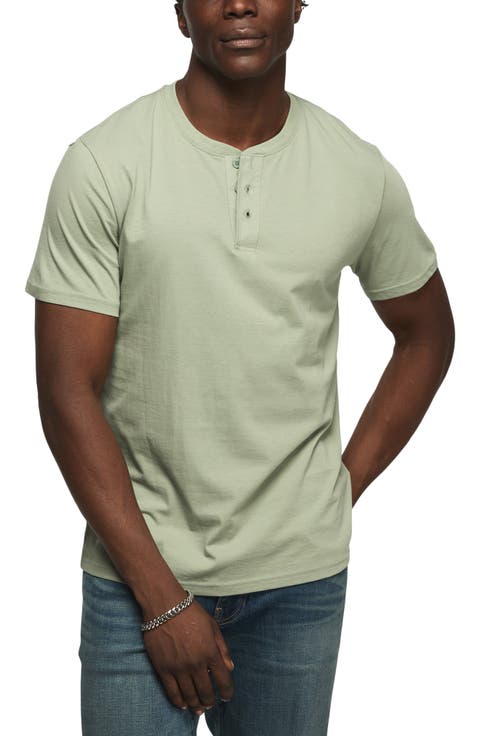Solid Short Sleeve Cotton Henley