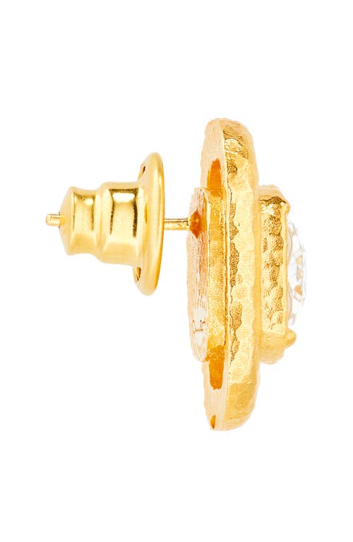 Oscar De La Renta Rectangle Crystal Stud Earrings In Gold
