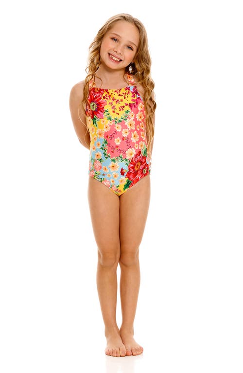 Shop Agua Bendita Kids' Dawn Amina One-piece Swimsuit In Red Multicolor