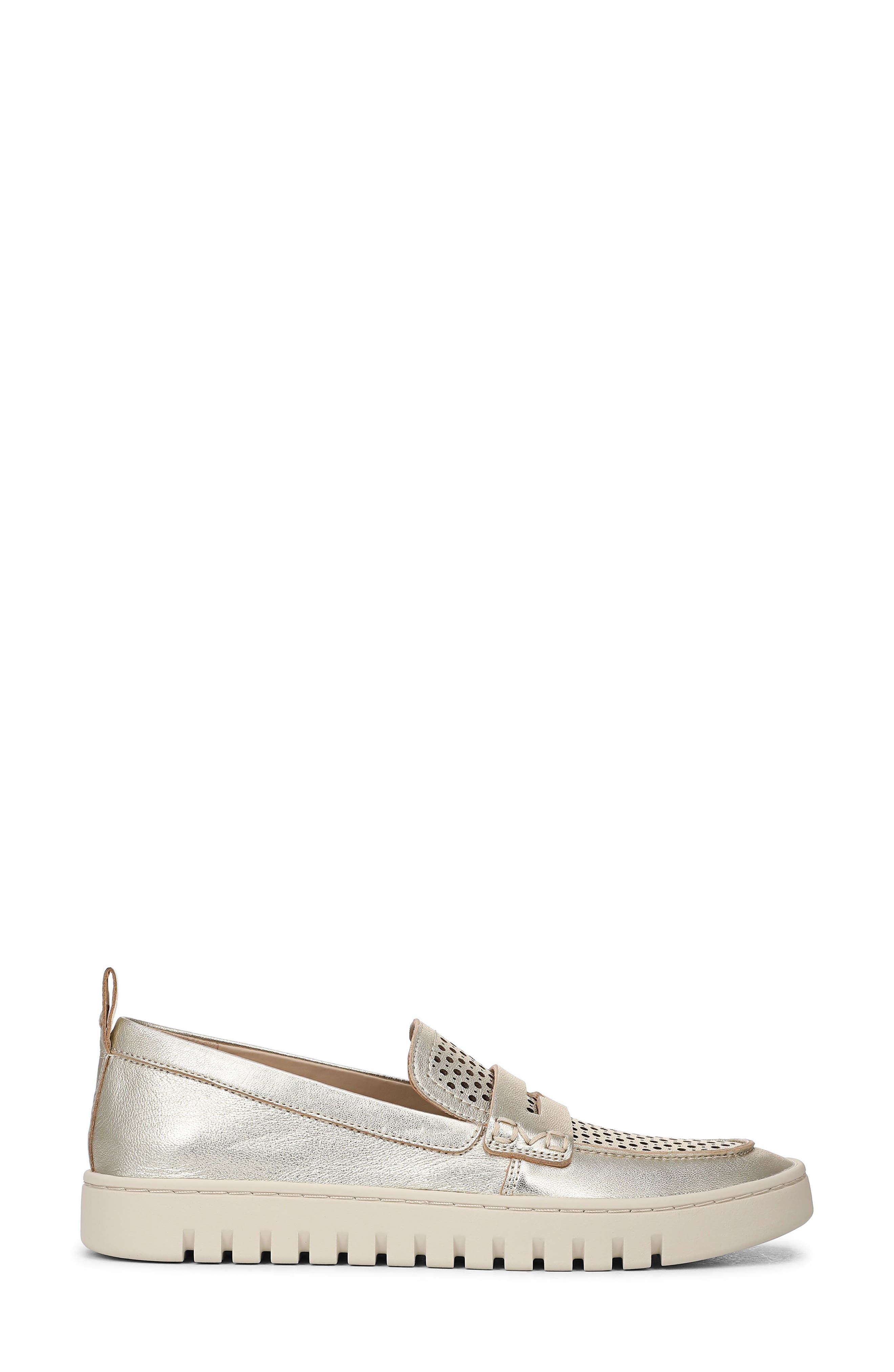 Uptown Perf Penny Loafer, Alternate, color, GOLD