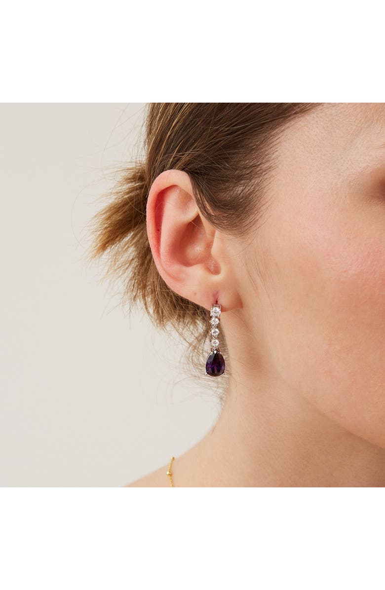 Spero London Pear Shape Amethyst Sterling Silver Drop Earrings, Alternate, color, Purple