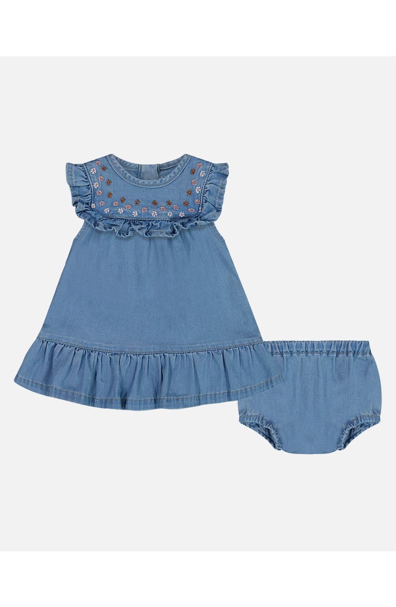 Deux par Deux Baby Girl's Light Soft Denim Dress And Bloomer Set, Main, color, 