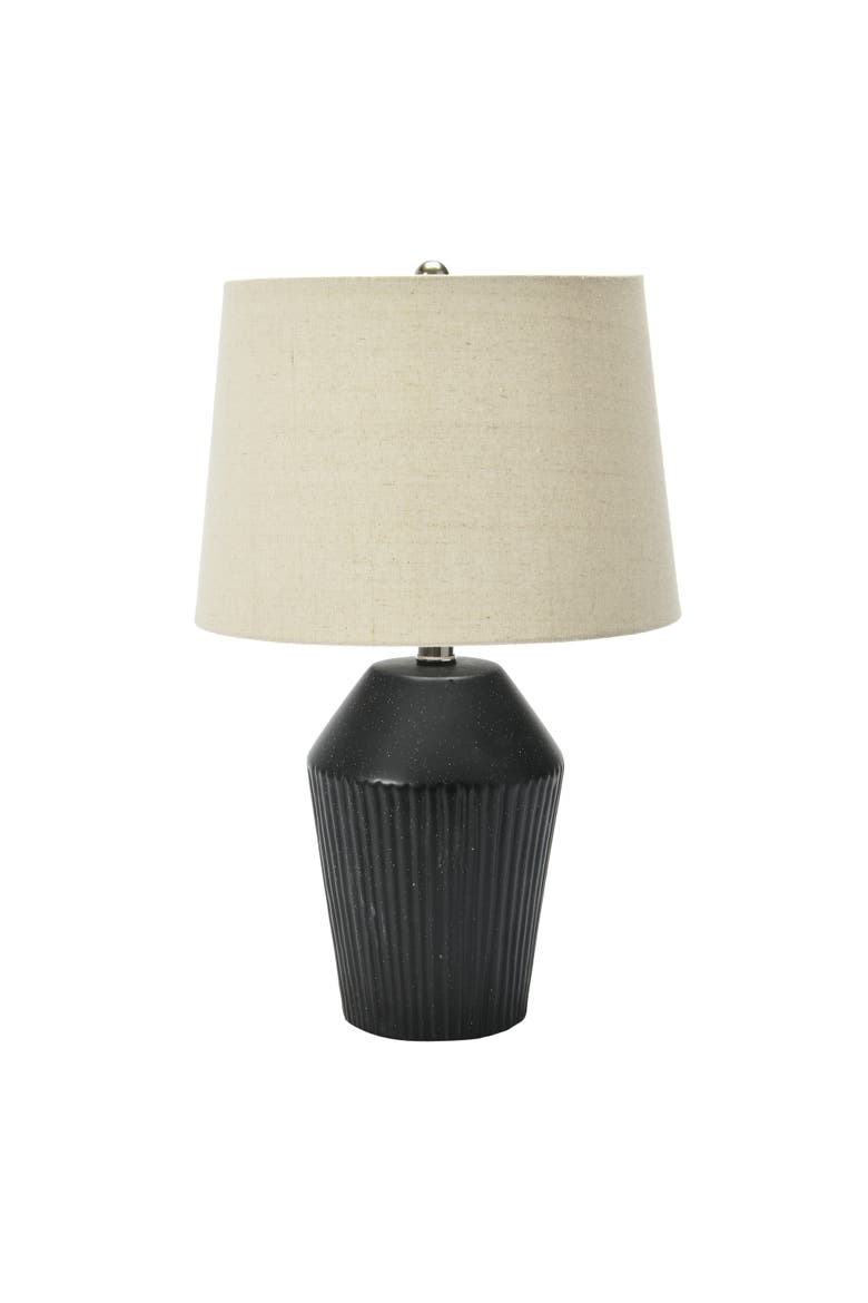 13" Round Stoneware Desk Lamp, Main, color, Black