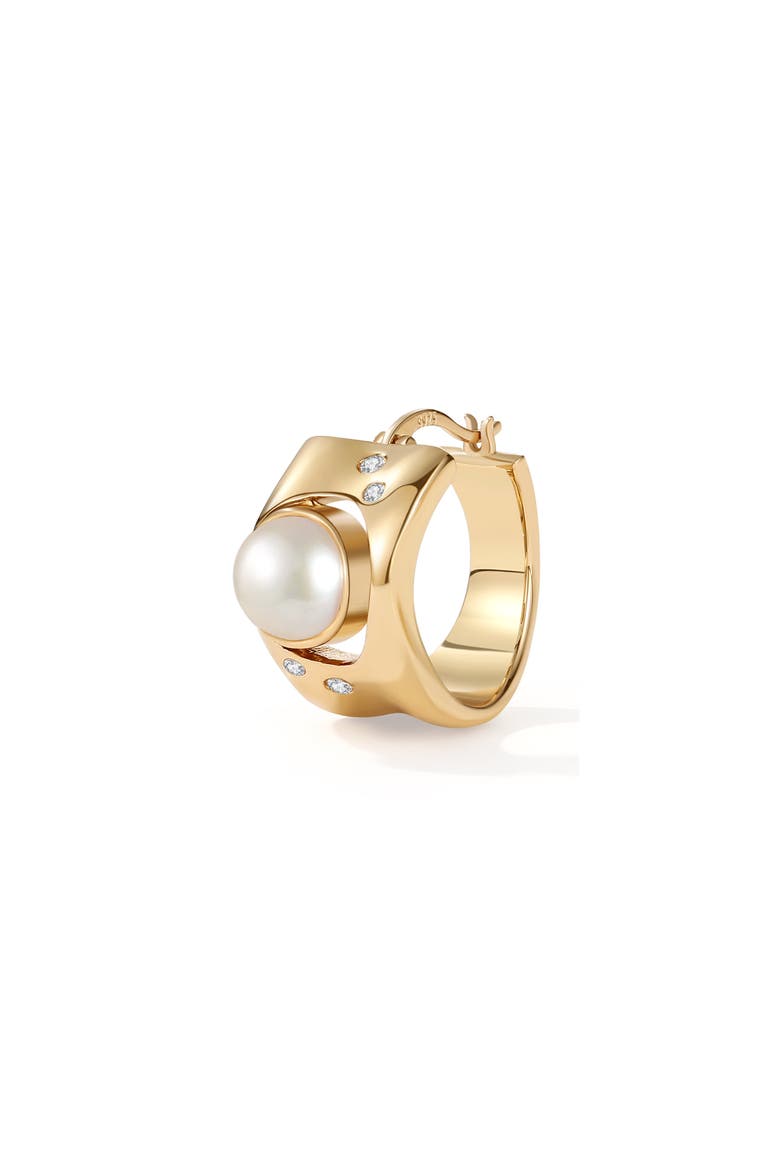 Dawn Light Pearl Hoop Earrings, Alternate, color, Gold & White