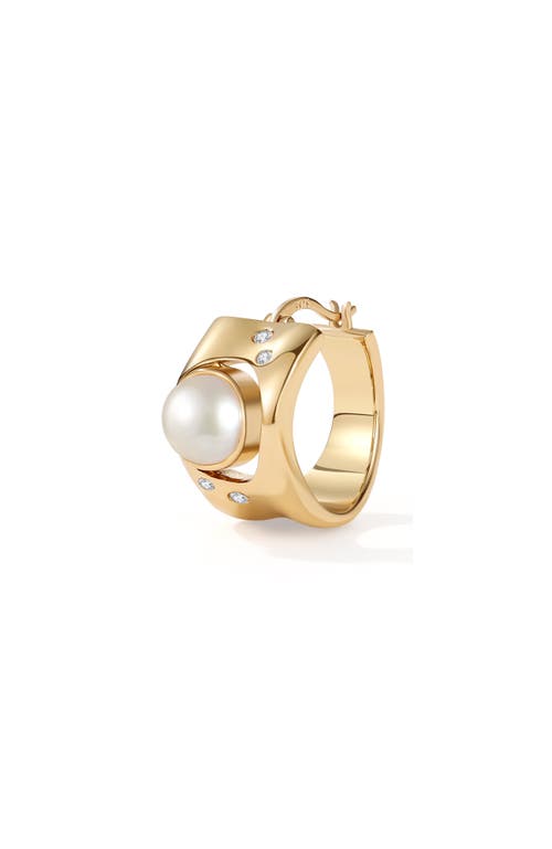 Rc Retro Chic Dawn Light Pearl Hoop Earrings In Gold