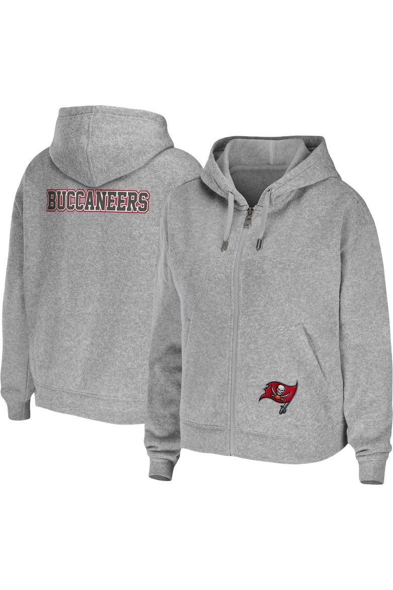 Women's WEAR by Erin Andrews Heathered Gray Tampa Bay Buccaneers Team Full-Zip Hoodie, Main, color, Heather Gray