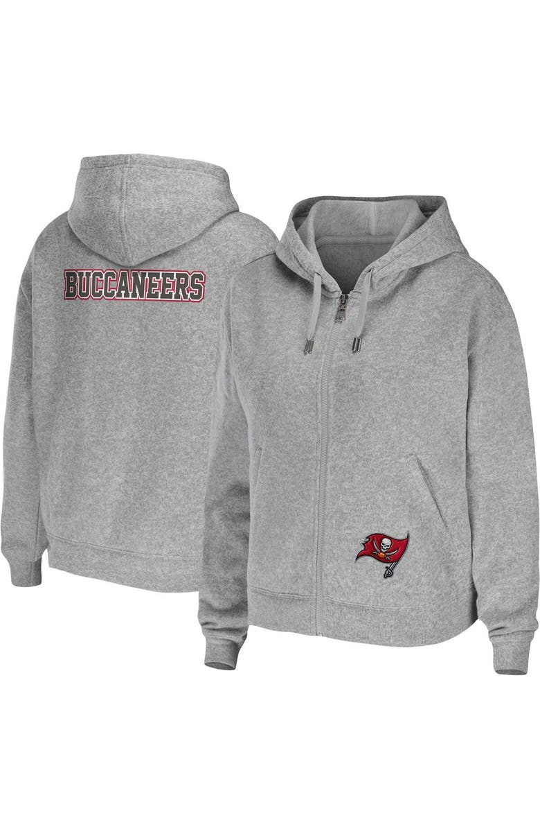 WEAR by Erin Andrews Women's WEAR by Erin Andrews Heathered Gray Tampa Bay Buccaneers Team Full-Zip Hoodie, Main, color, Heather Gray