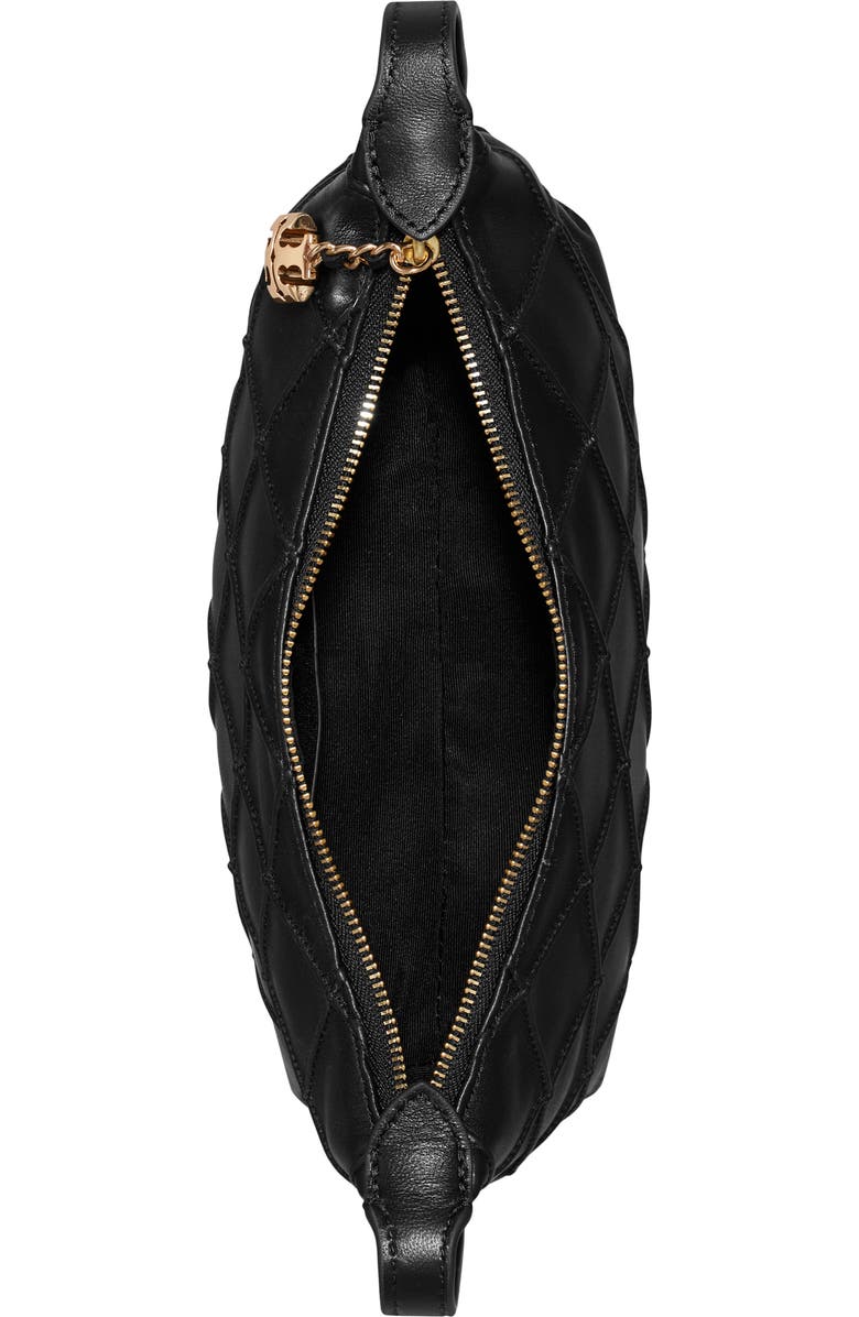 Tory Burch Fleming Pochette Quilted Leather Shoulder Bag, Alternate, color, Black