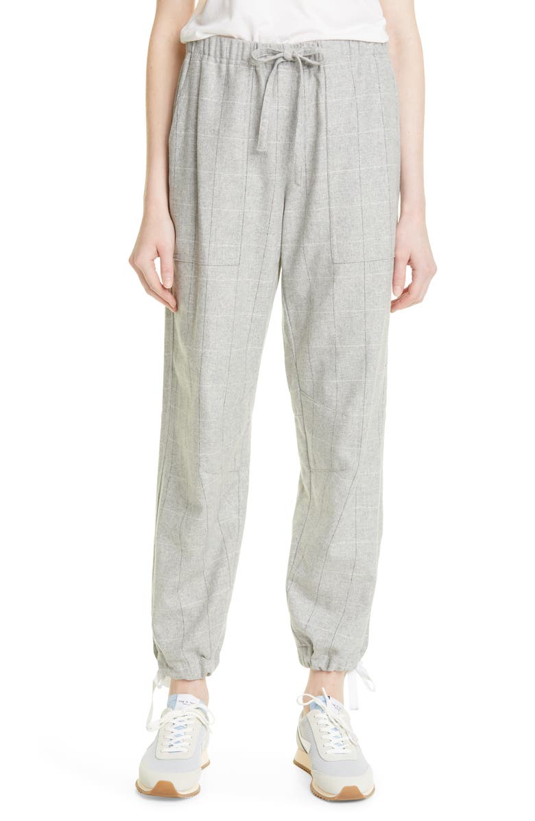 rag & bone Andre Tie Waist Check Wool Blend Pants, Main, color, 