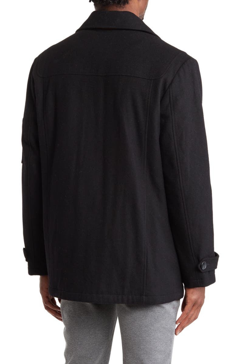 IZOD Double Breasted Wool Blend Peacoat, Alternate, color, 