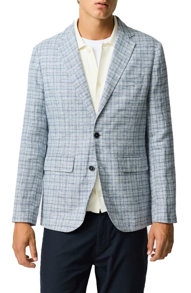 Rodd & Gunn Charterhouse Sports Fit Plaid Linen Sport Coat, Main, color, Indigo