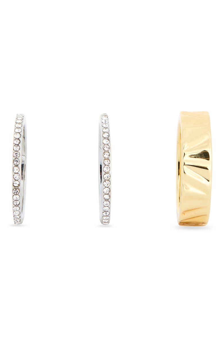 Set of 3 Textured Cubic Zirconia Band Rings, Alternate, color, CLEAR- TWO TONE
