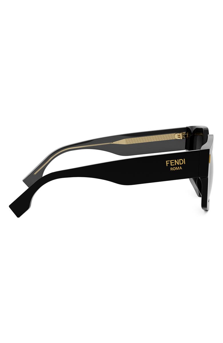 Fendi Roma 52mm Square Sunglasses, Alternate, color, Shiny Black / Smoke